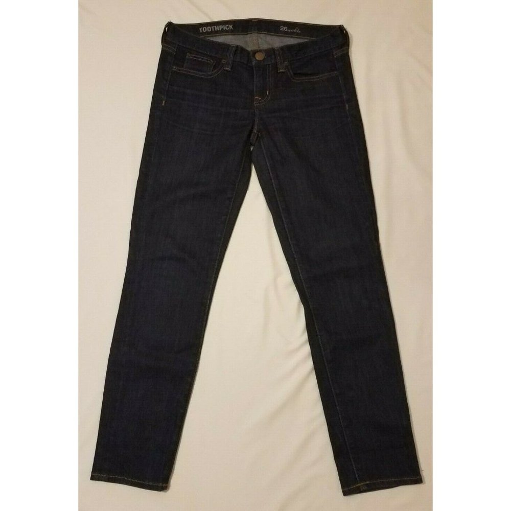 J. Crew Women's Sz. 26 Ankle Toothpick Jeans Dark Wash 27 in. Inseam - Picture 2 of 5